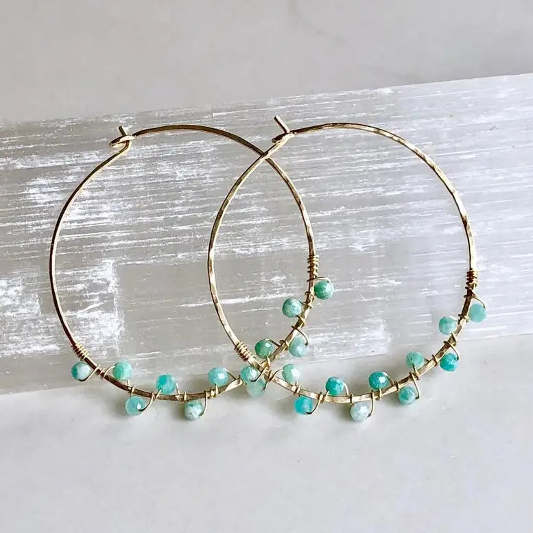 Amazonite Hoop Earrings