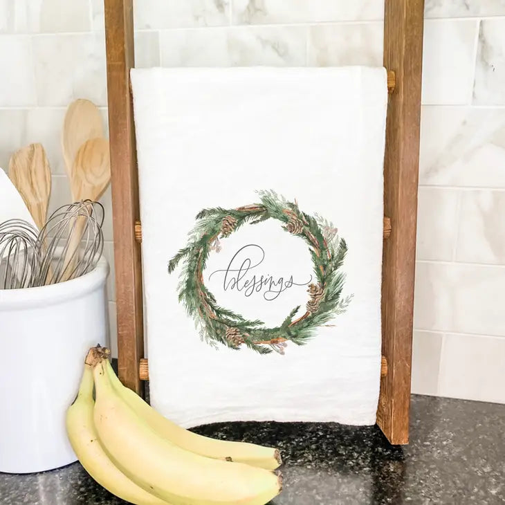Blessings Wreath Tea Towel