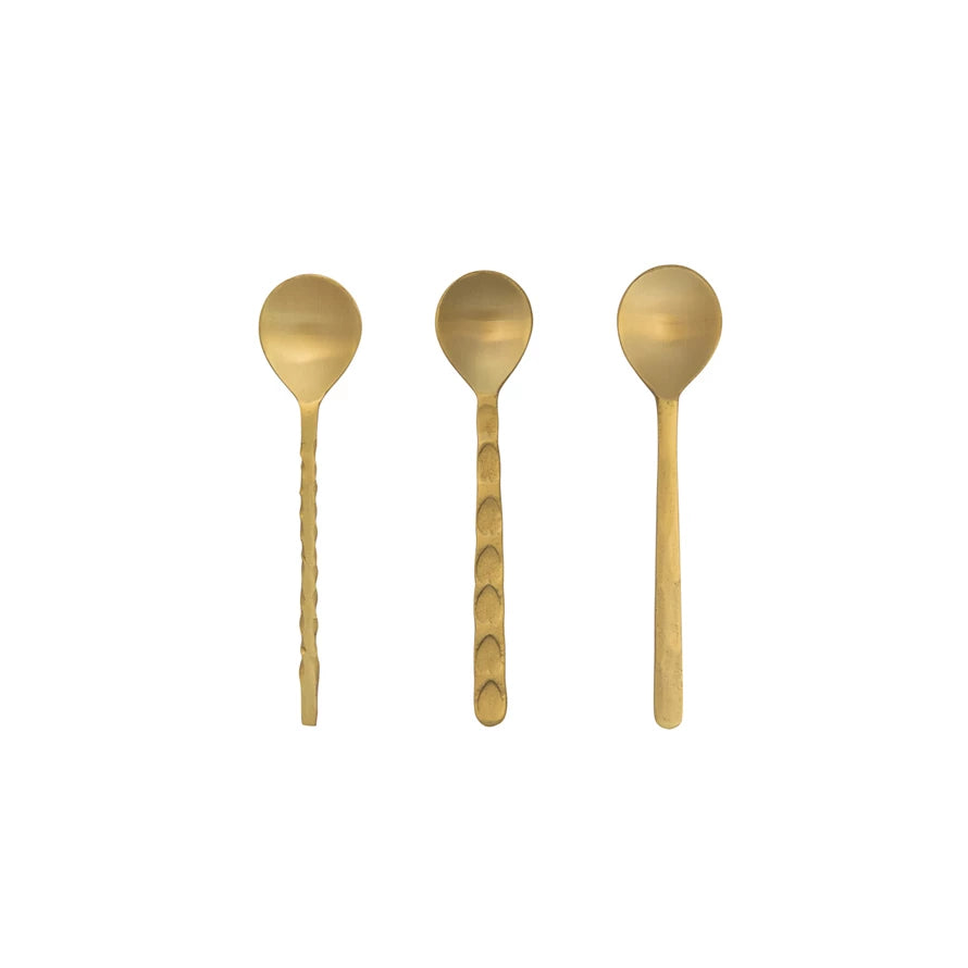 Brass Spoons With Sculpted Handle
