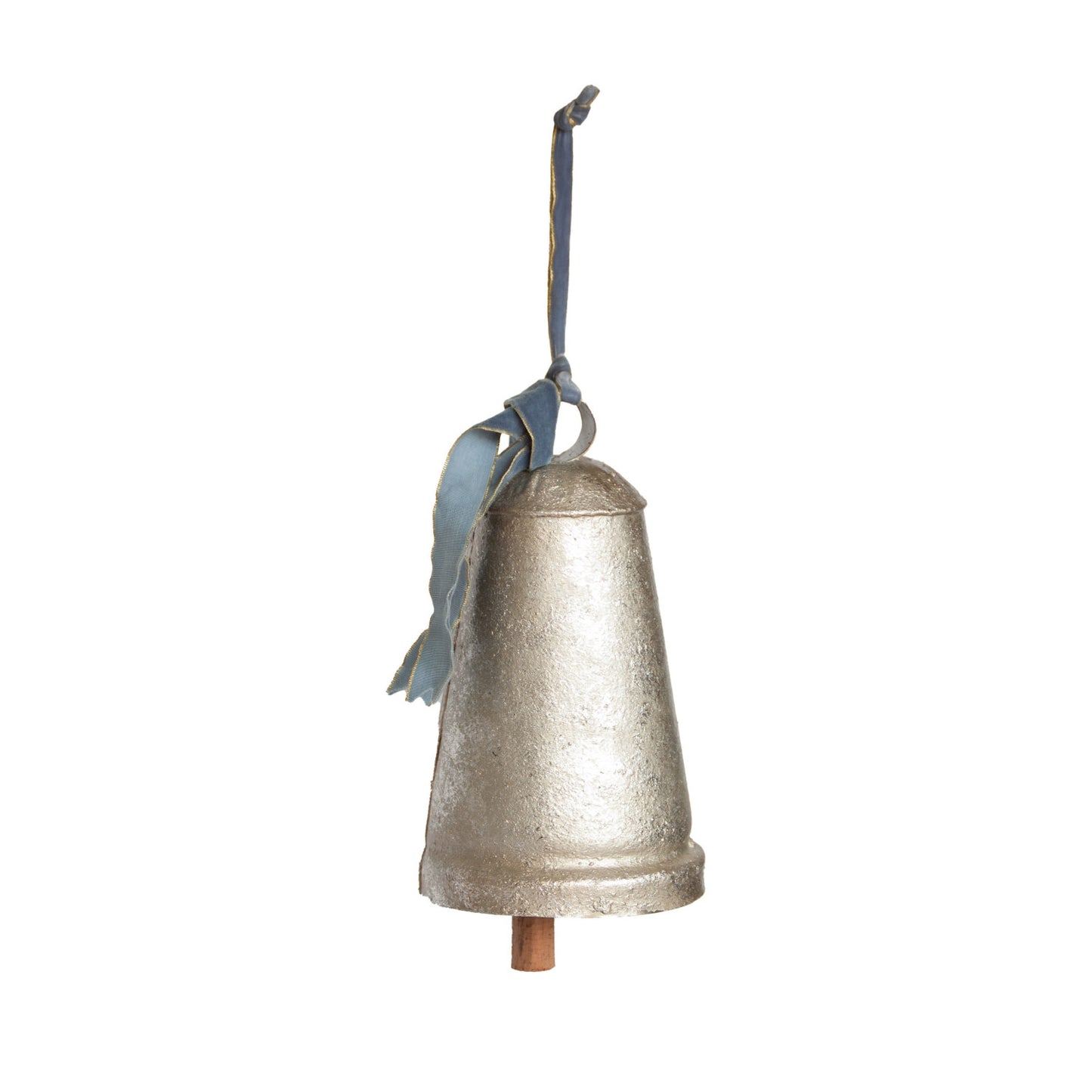 Antique Silver Bell With Velvet Ribbon