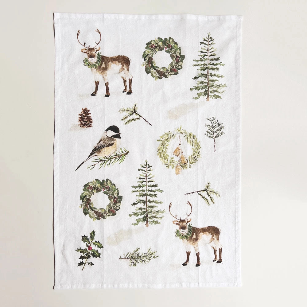 Emily Lex Evergreen Christmas Tea Towel
