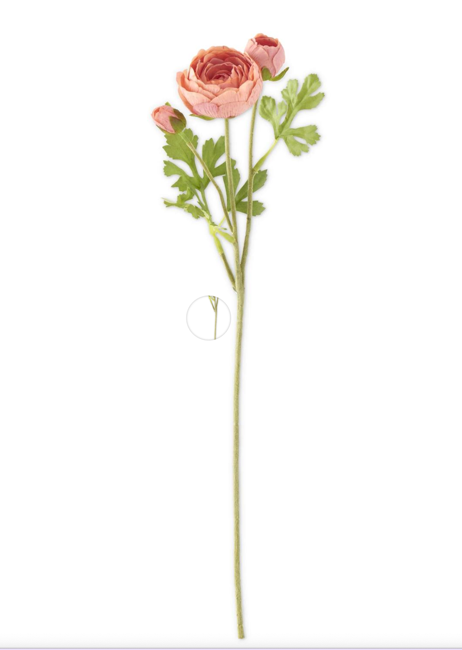 Real Touch Coral Ranunculus Stem