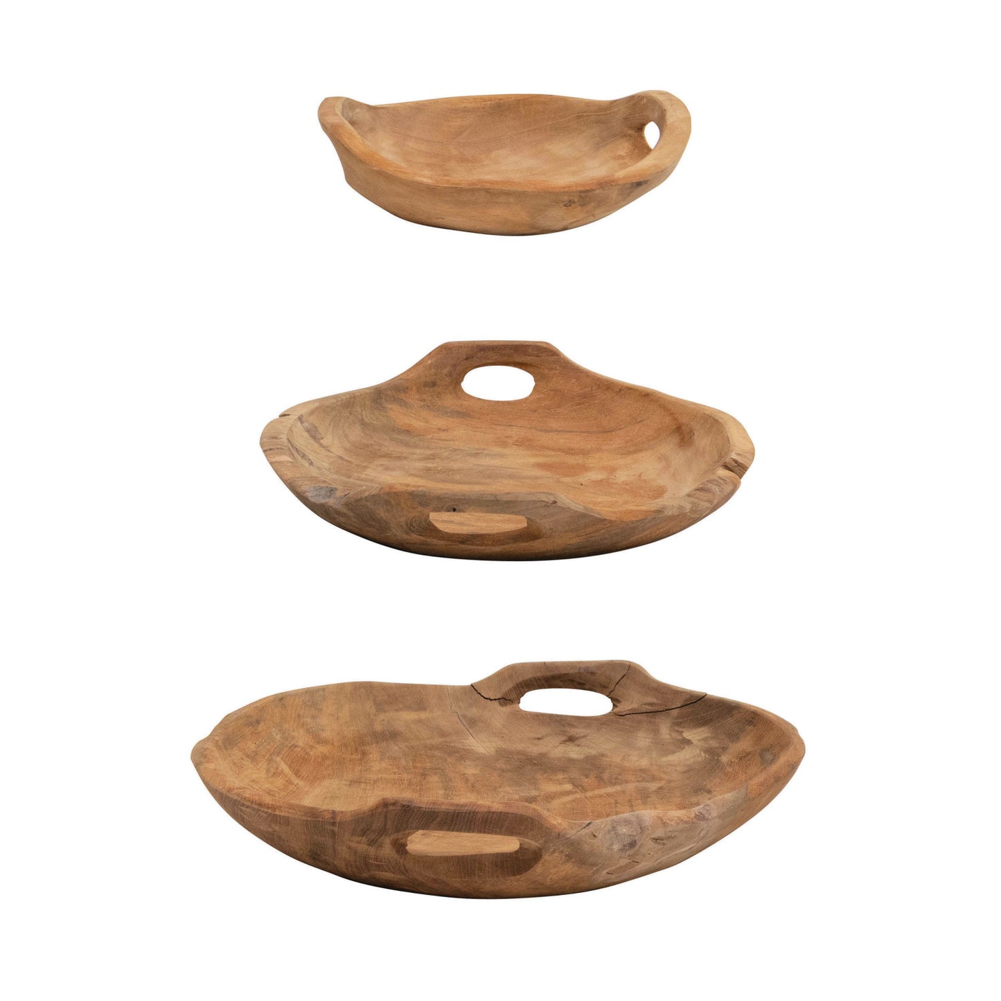 Teak Wood Bowl With Handles