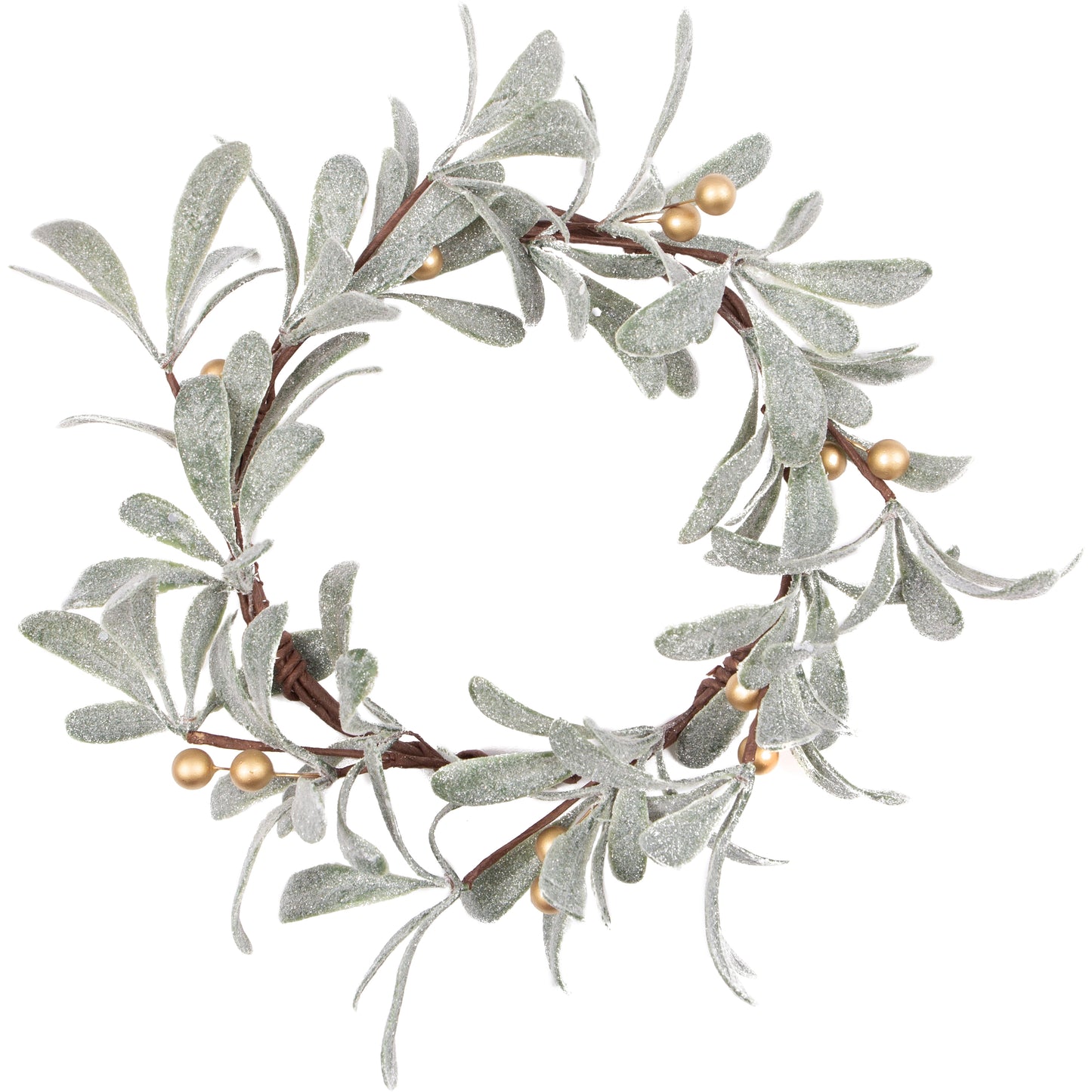 Frosted Faux Mistletoe Candle Ring
