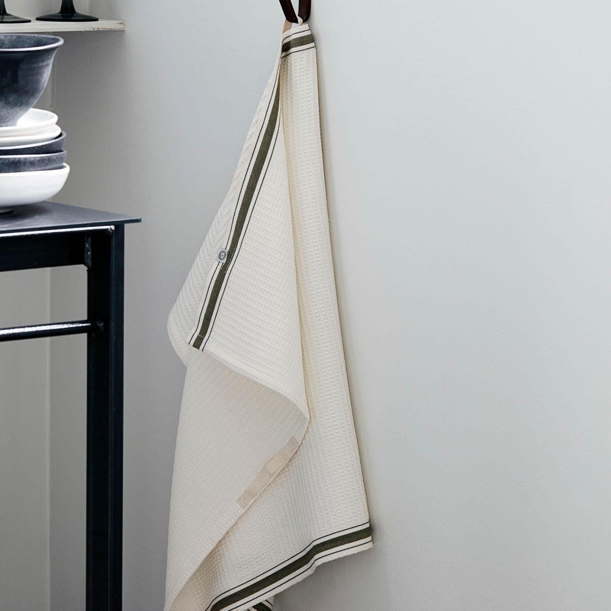 Green Stripe Tea Towel, Set of 2