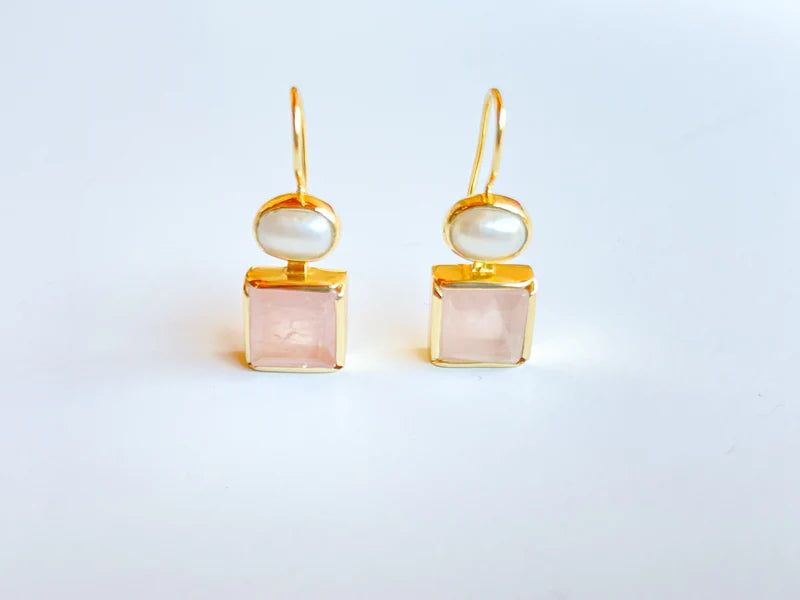Rose Quartz Drop Earrings