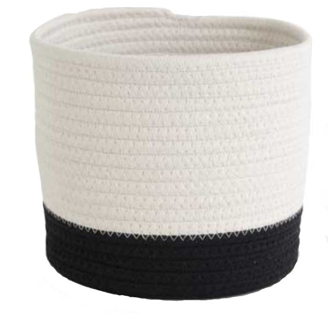 Black & White Rope Basket - Round