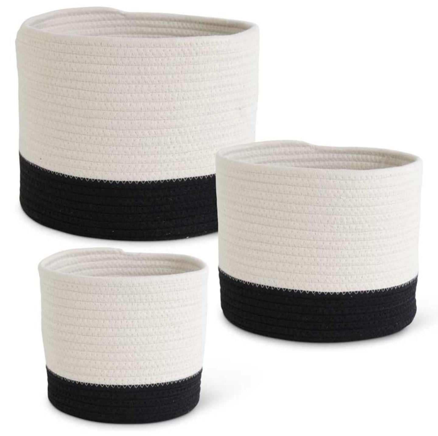Black & White Rope Basket - Round