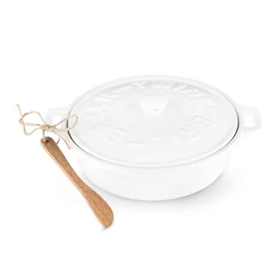 Ceramic Brie Baker and Acacia Wood