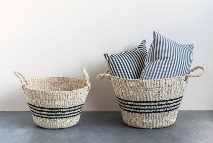 Black Stripe Seagrass Basket