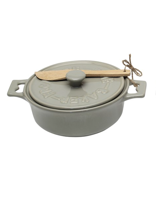 Ceramic Brie Baker and Acacia Wood