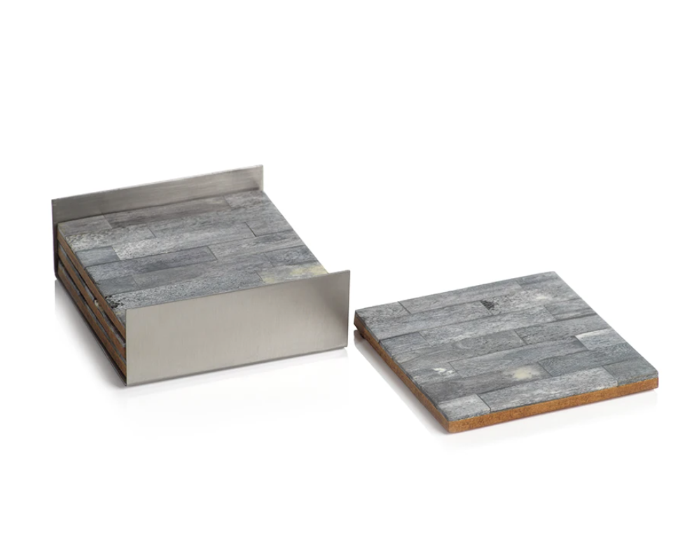 Coasters on Metal Tray