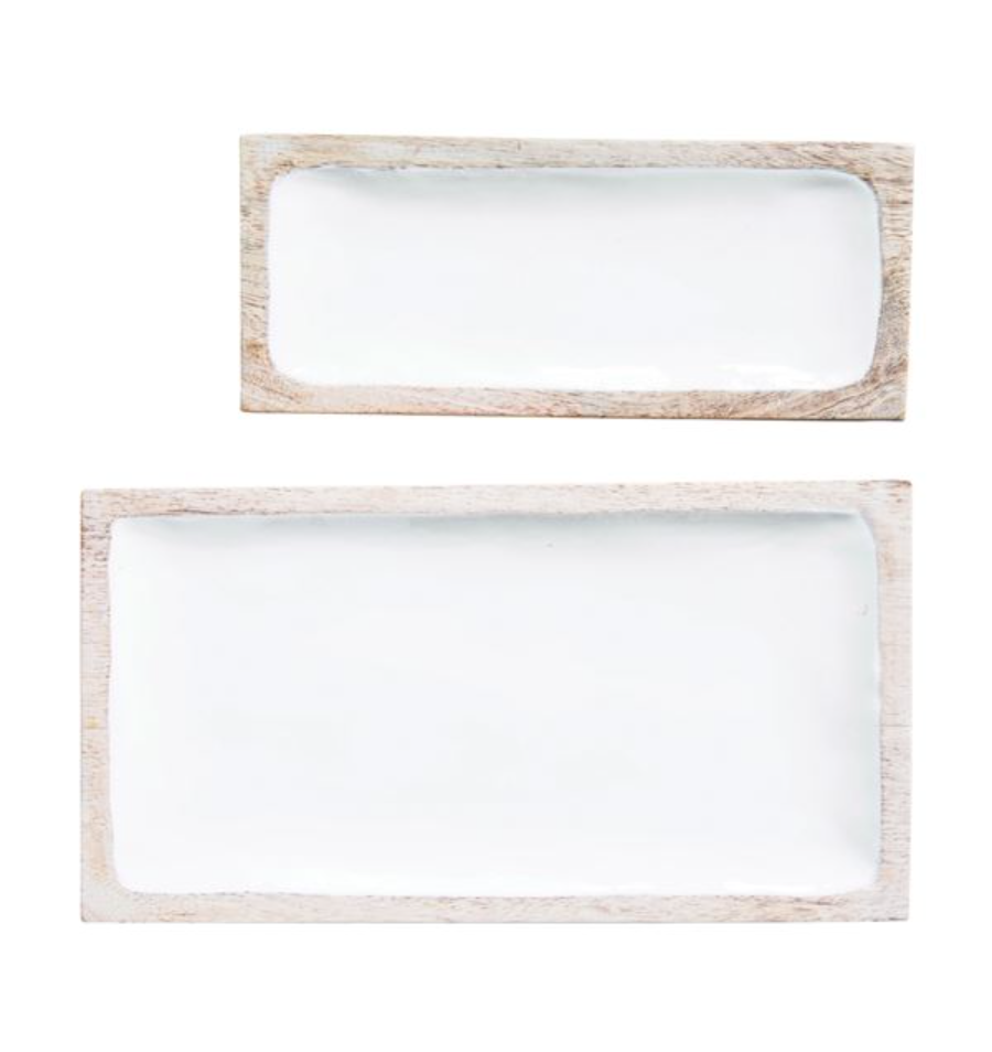 Enameled Mango Wood Tray