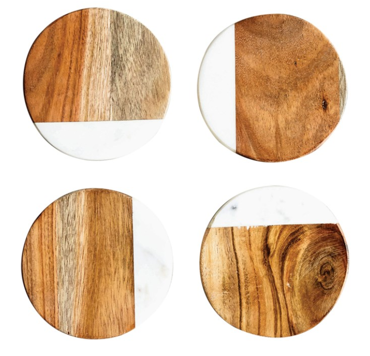 Marble & Mango Wood Coasters