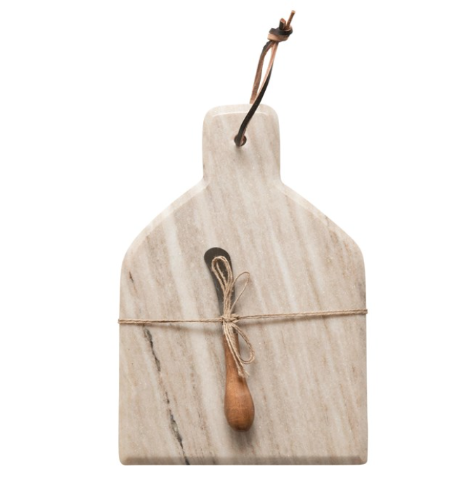 Marble Cheese/Cutting Board with Canape Knife,