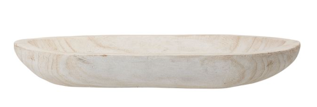 Decorative Hand-Carved Paulownia Flat Wood Bowl