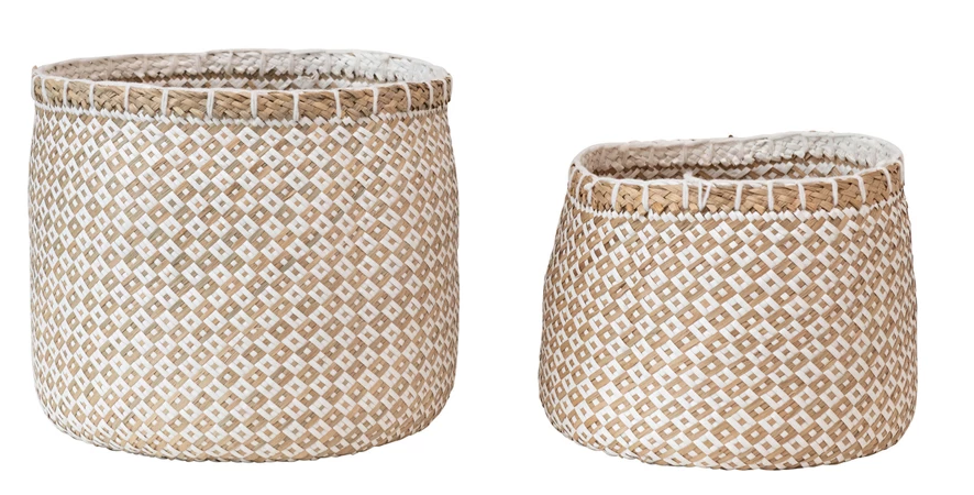 Hand-Woven Patterned Basket