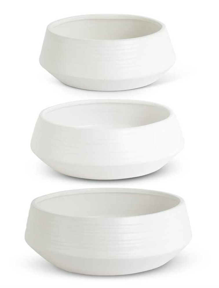 White Stoneware Saucer Planter