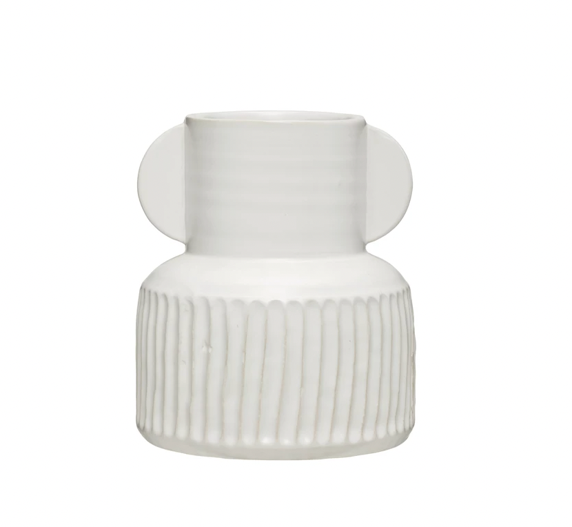Pleated White Vase
