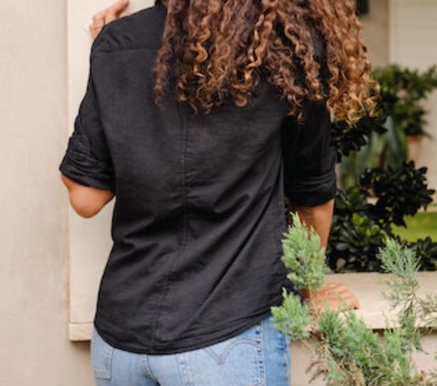 Barry Woven Button Up - Black