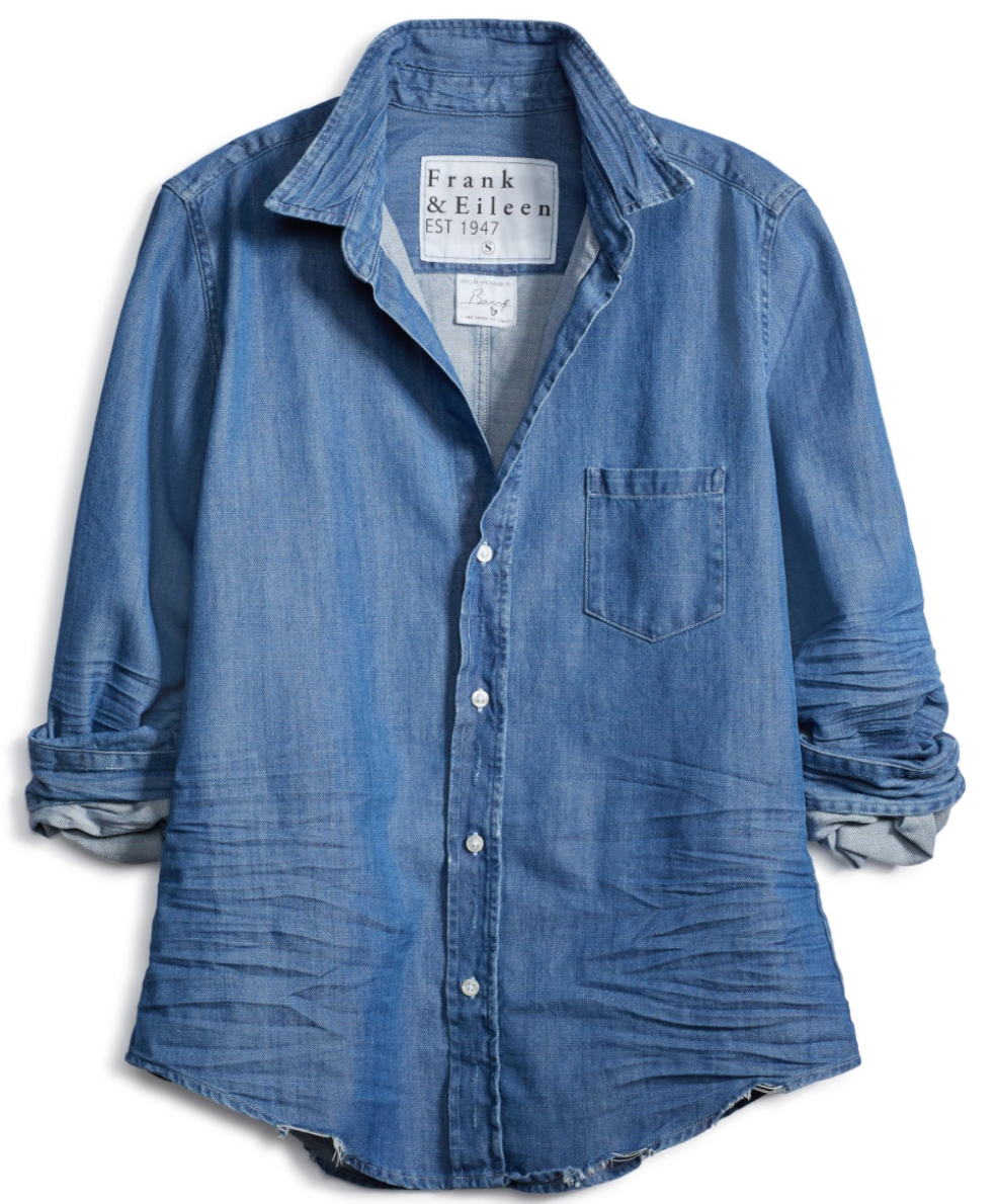 Barry Woven Button Up - Stonewashed Indigo