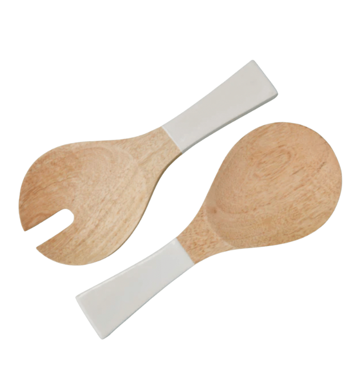 Mango Wood & Enamel Serving Set