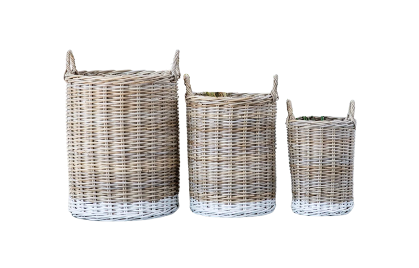 Rattan and White Basket