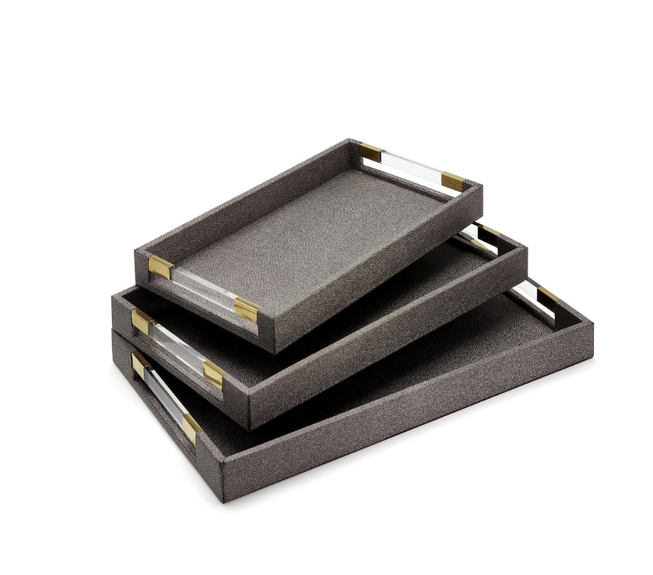 Grey Vegan Leather Tray Lg