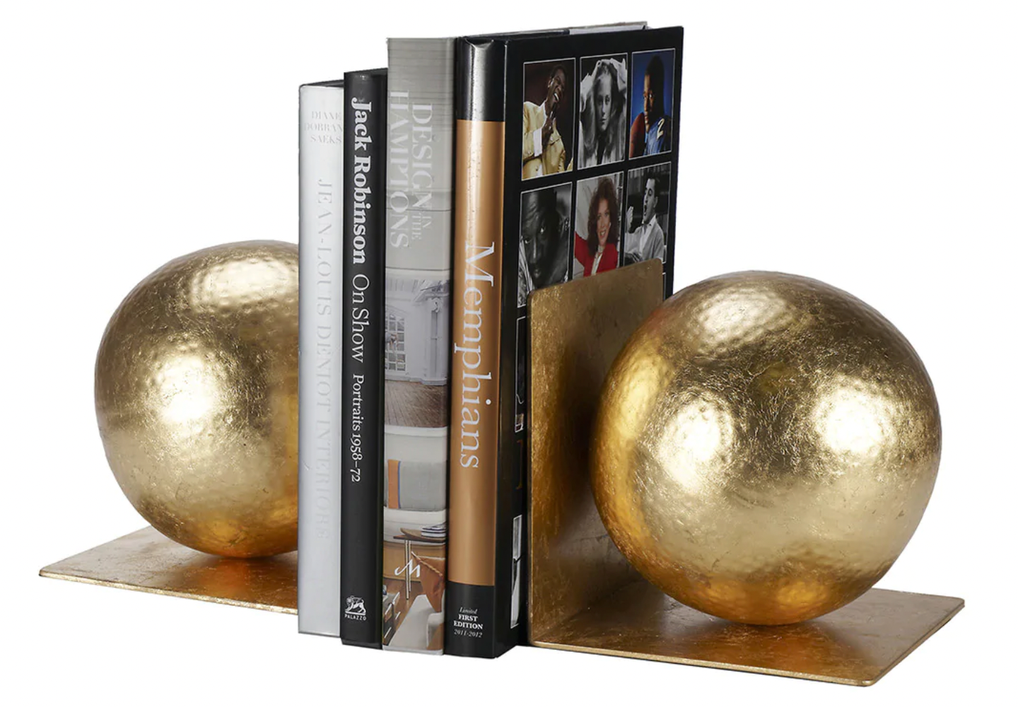 Gold Leaf Hammered Ball Bookends