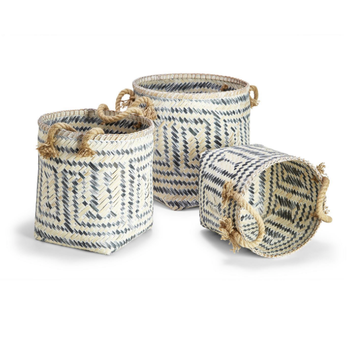 Blue & White Bamboo Basket
