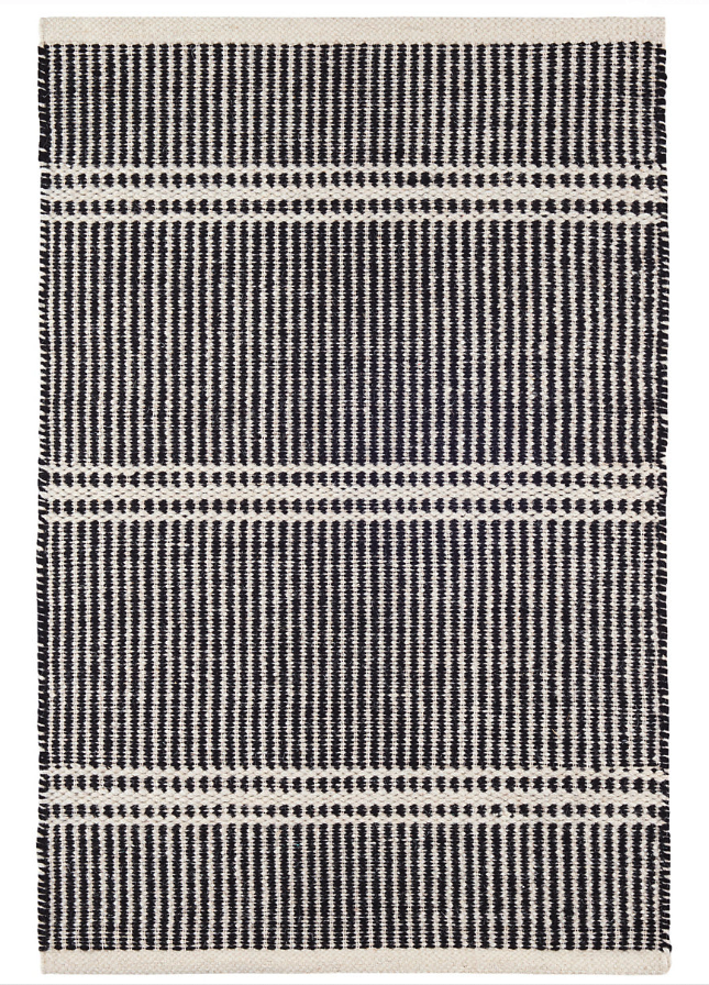 Malta Black Woven Wool Rug 2x3