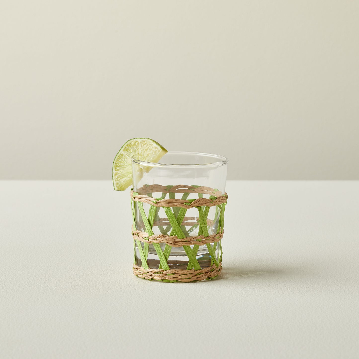 Short Green Wicker Wrap Glass
