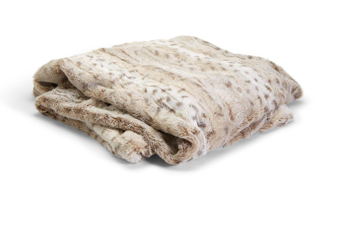 Snow Leopard Faux Fur Throw