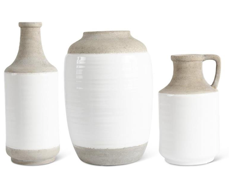 White Glazed Vase Lg