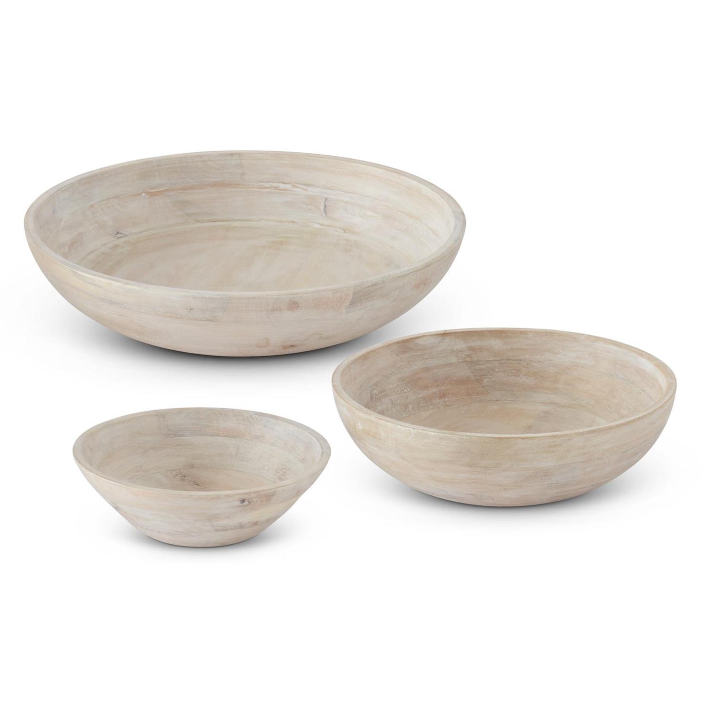 White Washed Wood Bowl