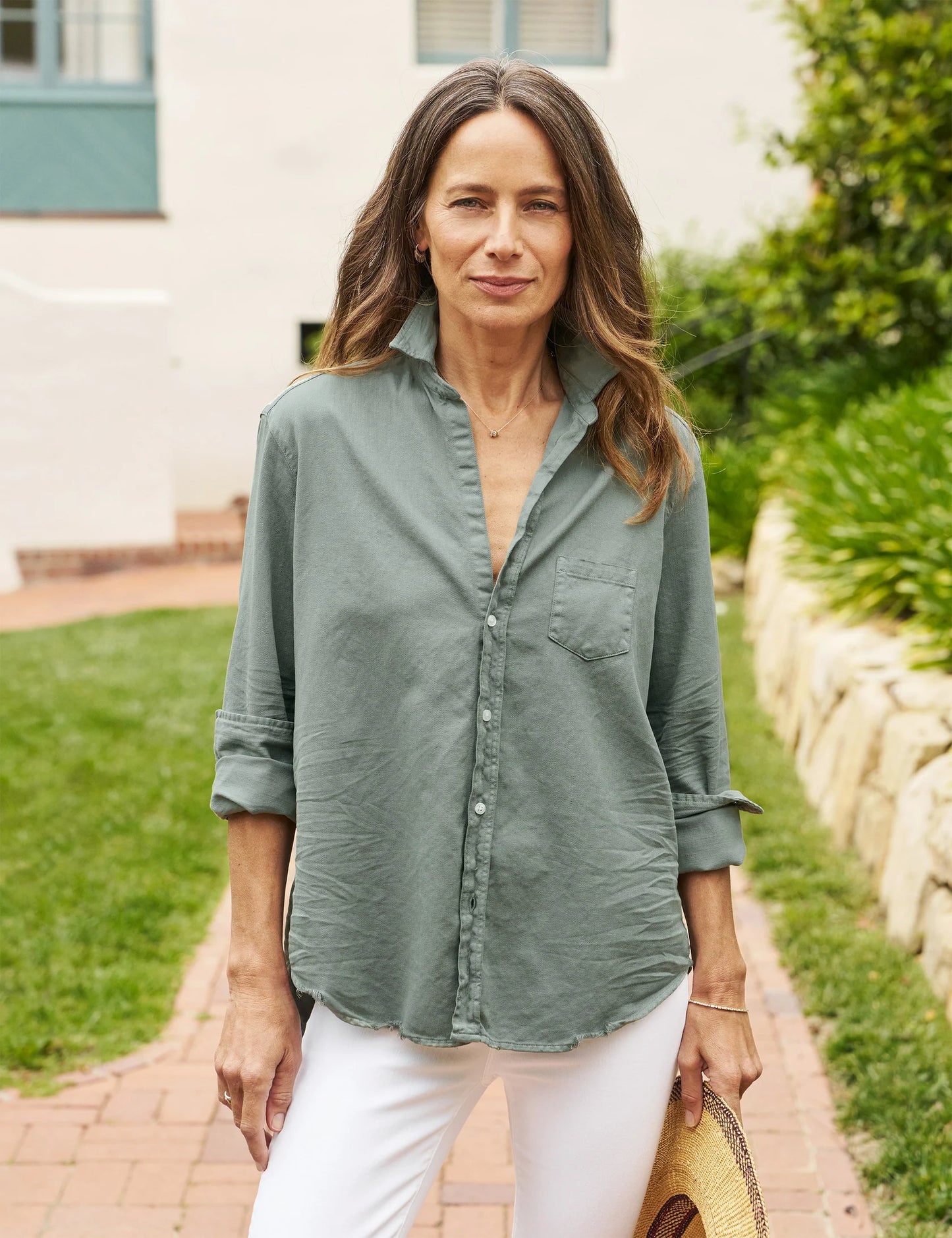 Eileen Relaxed Button - Up Shirt Thyme