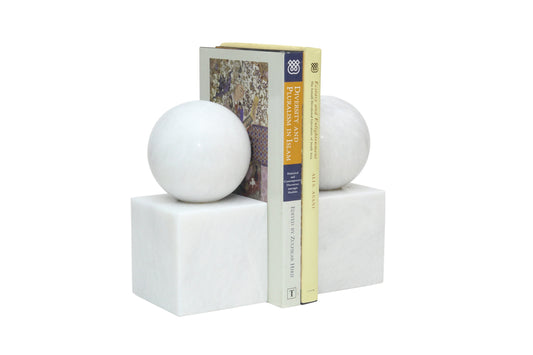 White Marble Ball Bookends