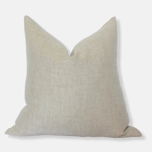 Beige Linen Throw Pillow