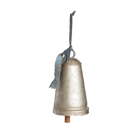Antique Silver Bell With Velvet Ribbon