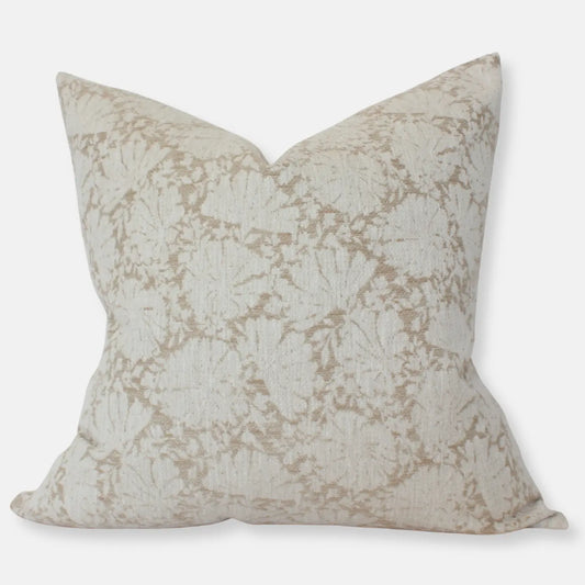 Cream Floral Throw Pillow