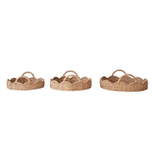 Braided Bankuan & Rattan Scalloped Trays
