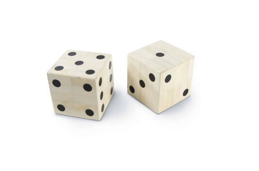 Oversized Bone Gaming Dice Pair