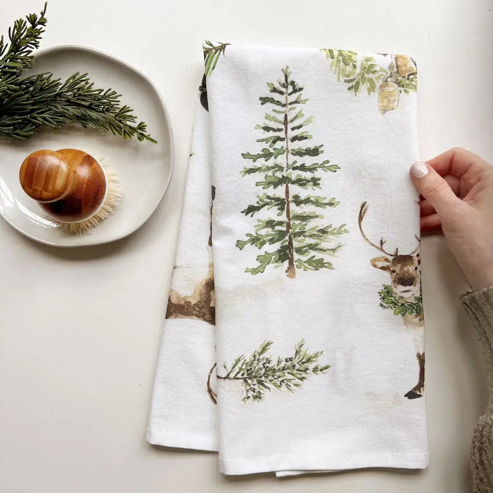 Emily Lex Evergreen Christmas Tea Towel