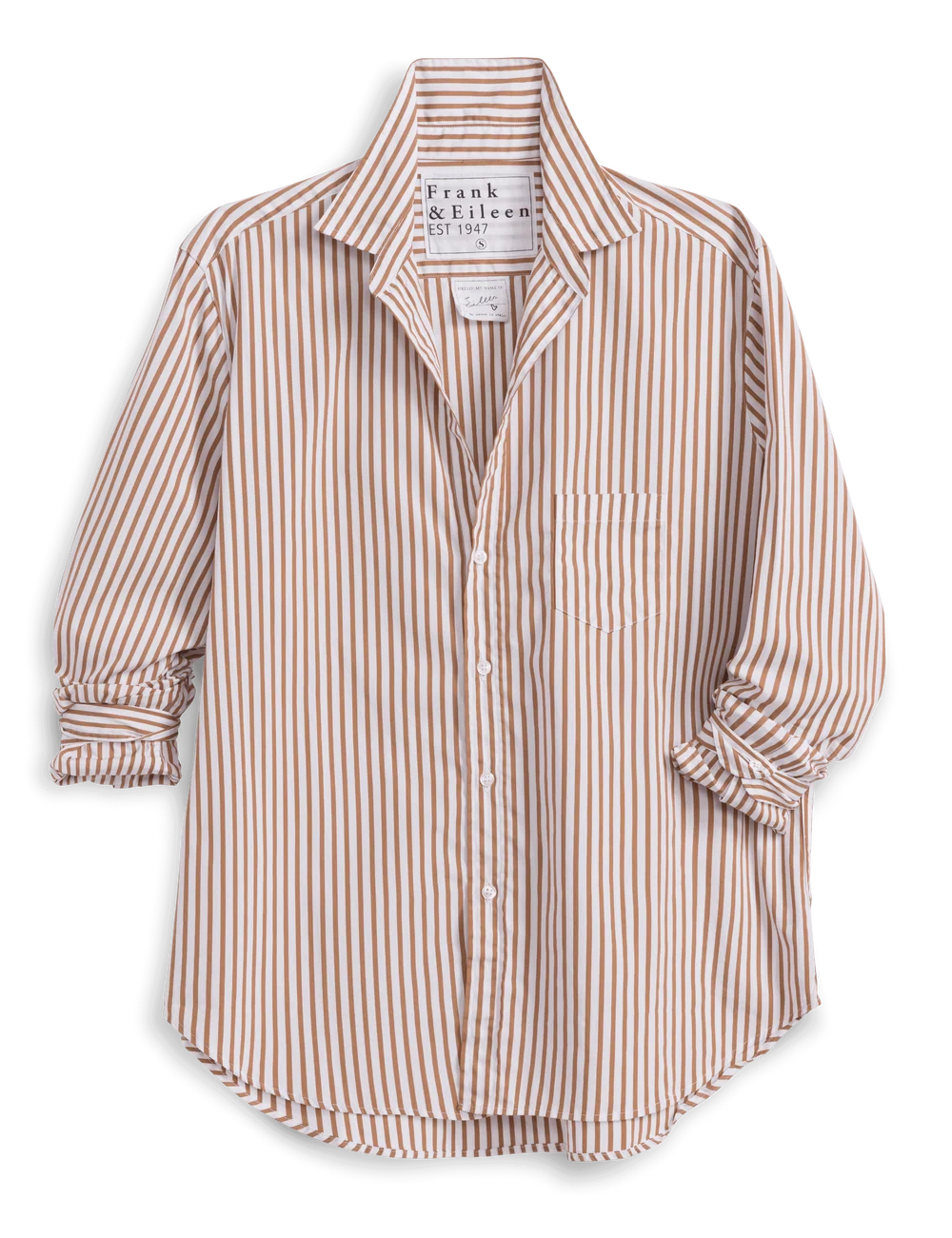 Eileen Relaxed Button Up Tan and White Stripe