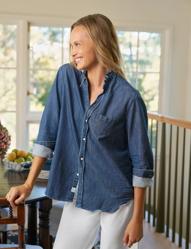 Eileen Ruffle Denim Shirt