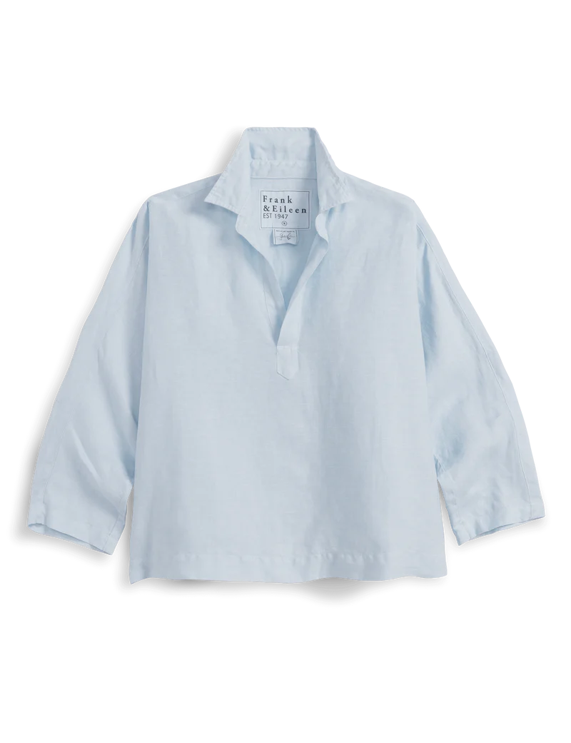 Gabi Popover Shirt - French Blue Linen