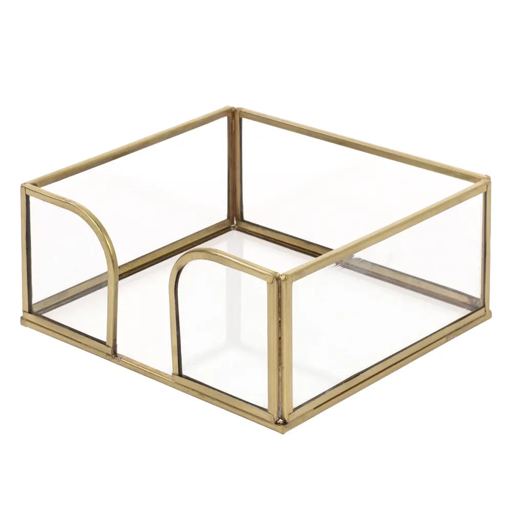 Gold Edge Glass Napkin Holder