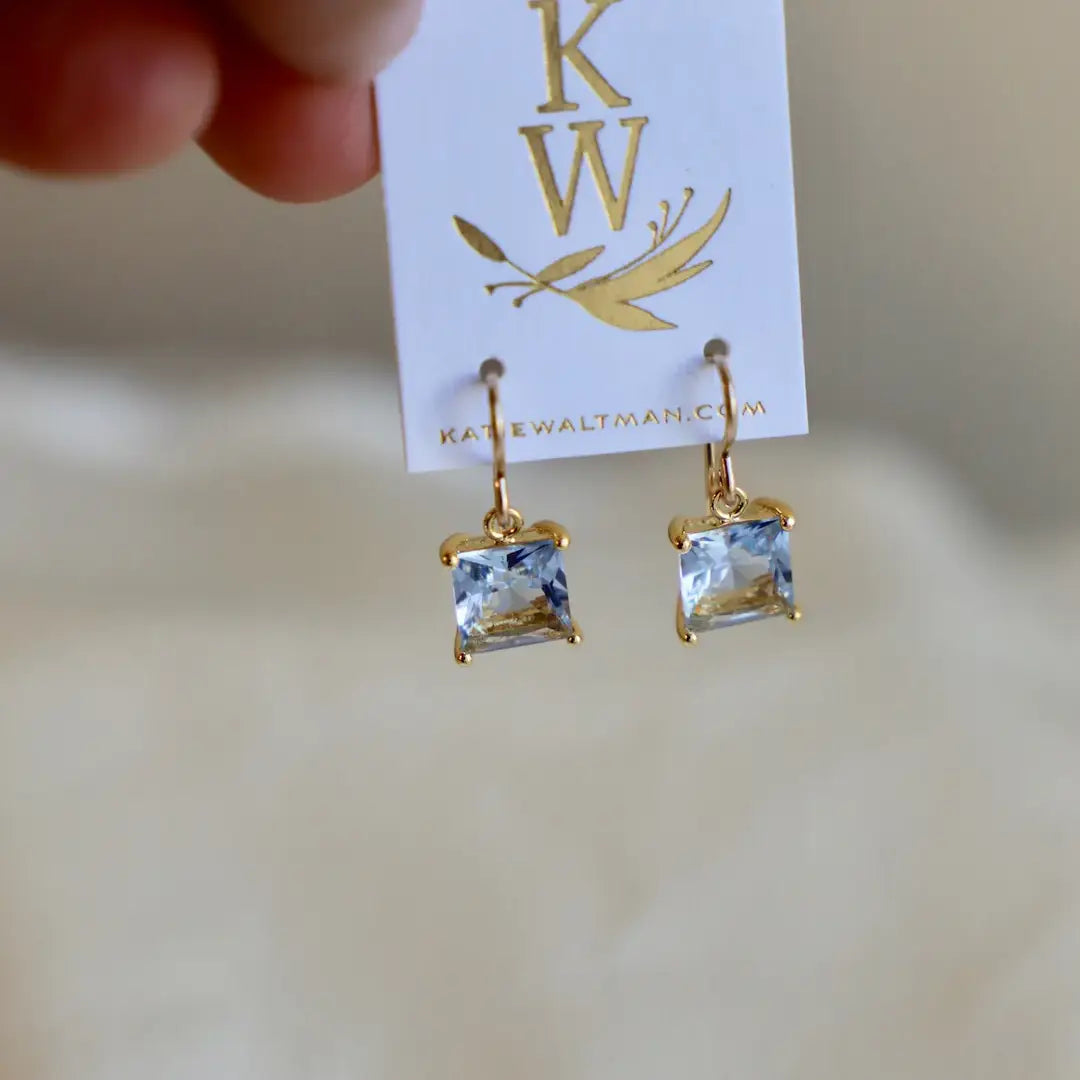 Light Sapphire Princess Cut Earrings