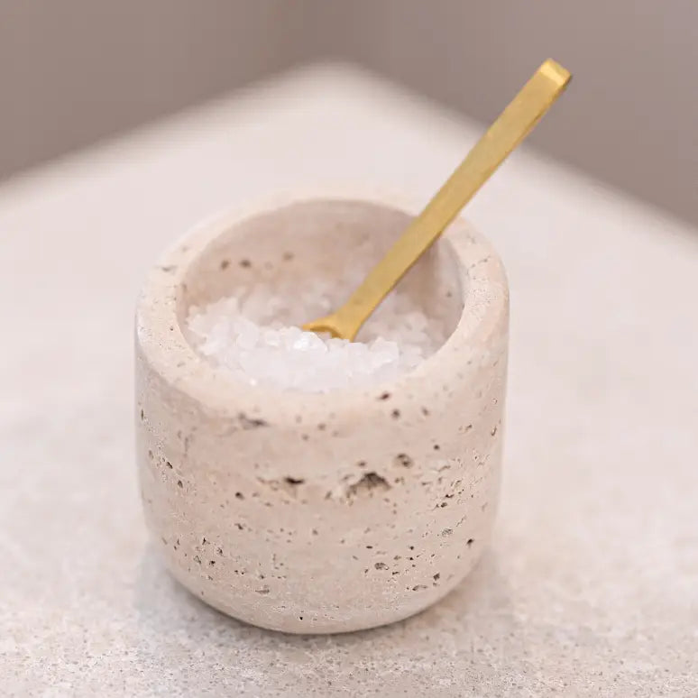 Travertine Salt Cellar With Spoon