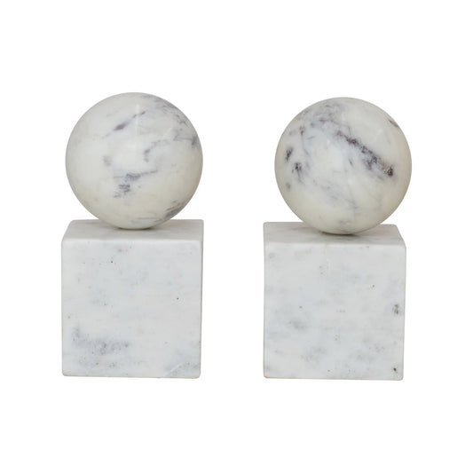 Marble Geometric Bookends